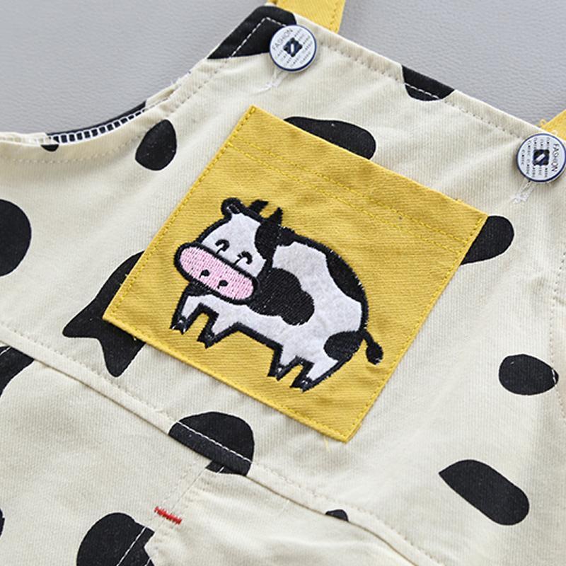 2pcs Fashion Cow Print T-shirt and Jumpsuits - PrettyKid