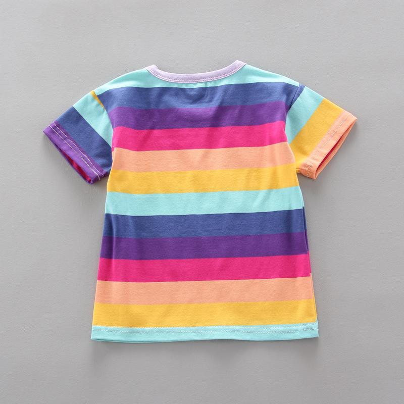 Toddler Girl Rainbow Striped T-shirt & Wing Decor Overalls Children's Clothing - PrettyKid