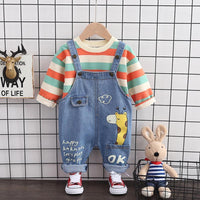 2-piece Striped Sweatshirts & Dungarees for Children Boy - PrettyKid