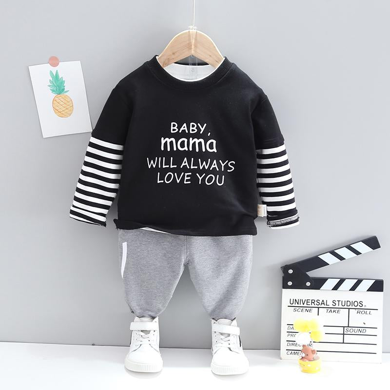 2-piece Letter Pattern T-shirt & Pants for Toddler Boy Children's Clothing - PrettyKid
