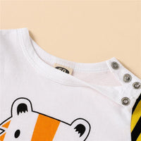 Baby Tiger Pattern Striped Bodysuit - PrettyKid