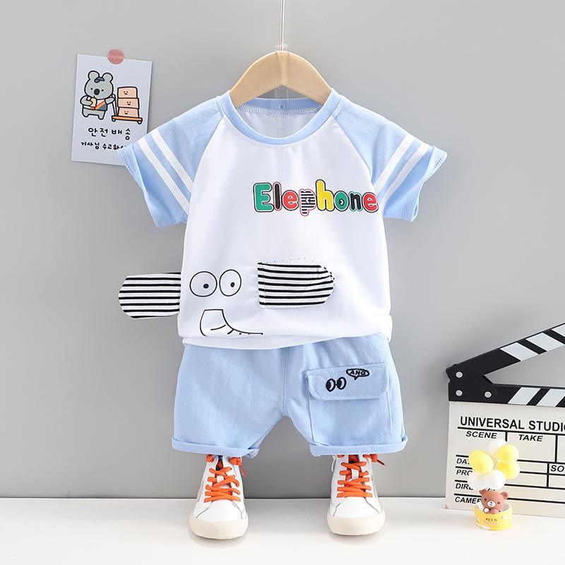 Toddler Boy Cartoon Pattern Summer T-Shirt & Shorts Wholesale Children's Clothing - PrettyKid