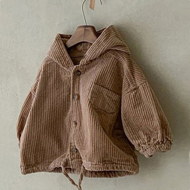 6M-5Y Corduroy Cardigan Denim Hooded Coat Jacket Baby Wholesale Clothing - PrettyKid