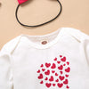 3-piece Headband & Heart-shaped Pattern Pants & Romper for Baby Girl - PrettyKid