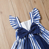 Toddler Girls Sleeveless Princess Skirt Stripe Printed Suspender Dress - PrettyKid