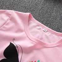 Girl Butterfly Pattern T-shirt & Side Stripes Pants - PrettyKid