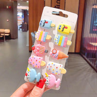 Girl 8pcs Cartoon Ice Cream Hair Clips - PrettyKid