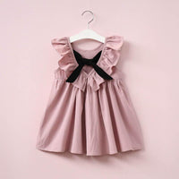 Solid Bow Decor Ruffle Pleated Dress for Toddler Girl - PrettyKid