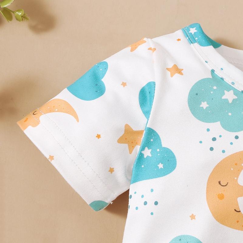 Baby Cartoon Starry Sky Print Romper - PrettyKid