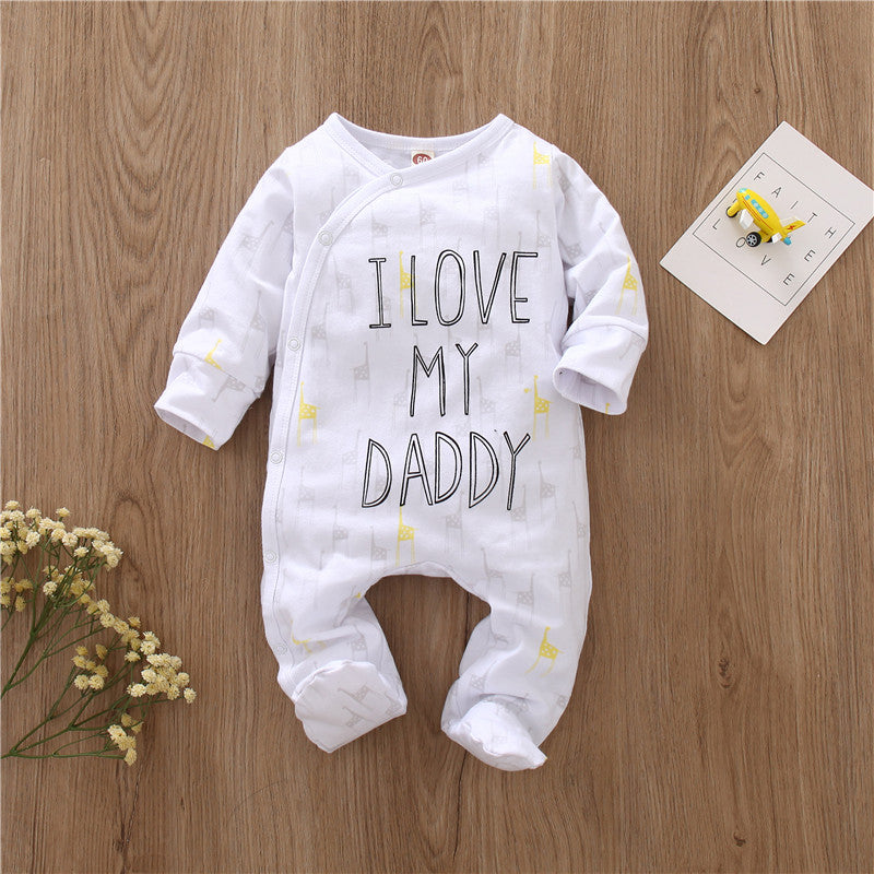 Wholesale Baby Letter Graphic Footed Jumpsuit in Bulk - PrettyKid