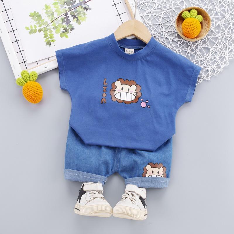 2-piece Lion Pattern T-shirt & Shorts for Children Boy - PrettyKid