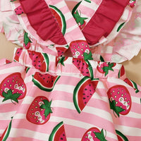 Baby Girl Watermelon Print Bodysuit & Bowknot Headband - PrettyKid