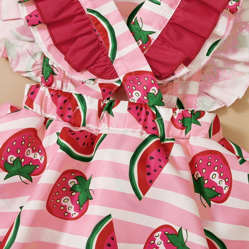 Baby Girl Watermelon Print Bodysuit & Bowknot Headband - PrettyKid