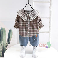 2-piece Plaid Shirt & Pants for Todlder Girl - PrettyKid