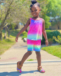 18M-6Y Toddler Girls Shorts Sets Tie Dye Casual Tank Top & Shorts Wholesale Sunny Girl Clothing