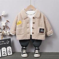 Fleece-lined Buttom Design Jacket for Children Boy - PrettyKid