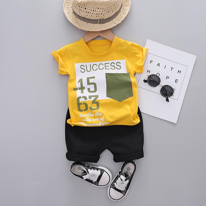 Toddler Boy Contrast Colored Print Digital Patten Top & Shorts Children's Clothing - PrettyKid