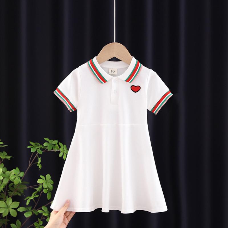 Toddler Girl Heart-shaped Pattern Polo Dress Children's Clothing - PrettyKid