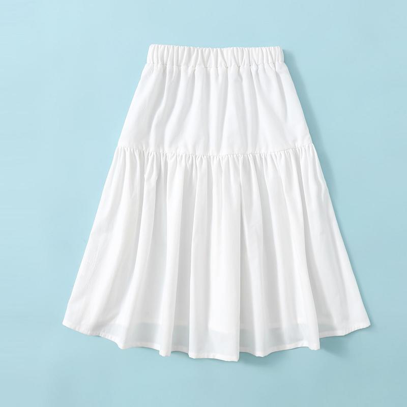 Girl Solid Color Tiered Skirt - PrettyKid