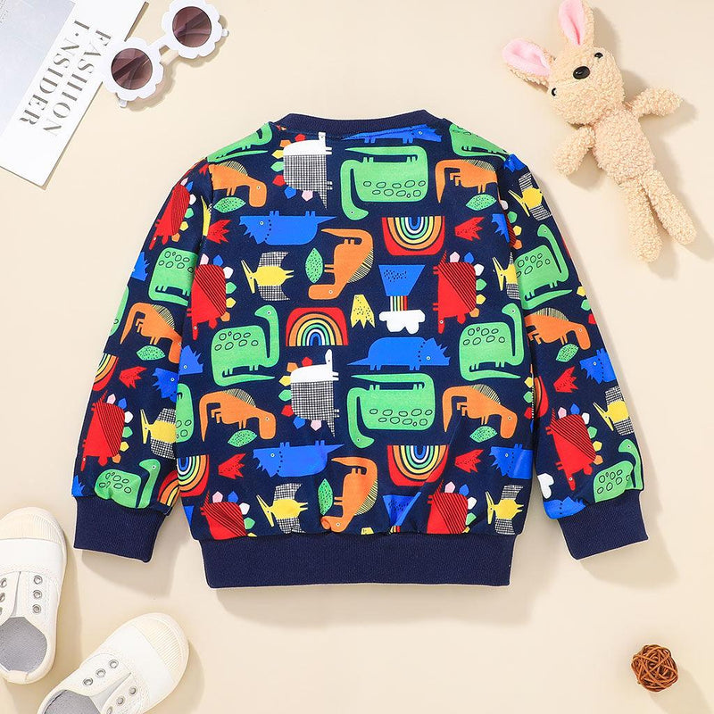 Autumn Winter Thickened Round Neck Cartoon Print Pullover Boy Wholesale Clothing - PrettyKid