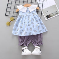 Toddler Girl Carrot Pattern Doll Collar Top & Shorts Wholesale Children's Clothing - PrettyKid