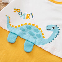 Baby Boy Cartoon Dinosaur Pattern Color-block Jumpsuit - PrettyKid