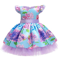 Butterfly Flower Flutter Sleeve Kid Girls Christmas Dress - PrettyKid