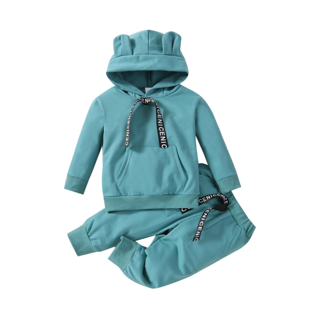 Boys And Girls Long Sleeve Solid Color Hoodie And Strappy Pants Wholesale Toddler Clothing Sets - PrettyKid