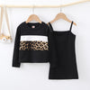 Colorblock Leopard Sweater And Cami Dress Toddler Girl Two Piece Outfits - PrettyKid