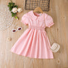 3-7Y Cute Dresses For Girls Puff Sleeve Solid Color Doll Collar Wholesale Toddler Clothing - PrettyKid
