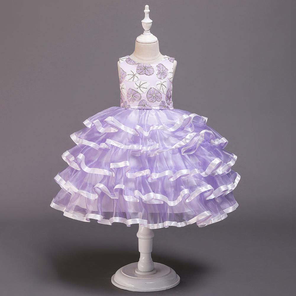 Flower Girl Layered Tutu Embroidered Princess Dress - PrettyKid