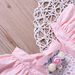Fashionable Girls Fly Sleeve Flowers Lace Princess Dress - PrettyKid