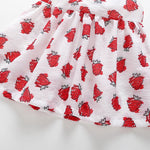 Girls Cute Lapel Strawberry Print Dress - PrettyKid