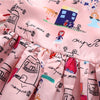 Girl's Short Sleeve Cartoon Letter Full Print Dress - PrettyKid