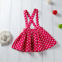 Fashionable 2-Piece Sleeveless Shirt & Polka Dot Strap Skirt - PrettyKid