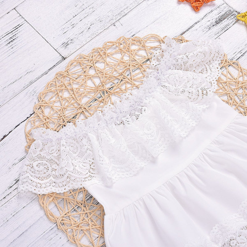 Fashionable Off Shoulder Collar Lace Princess Dress - PrettyKid