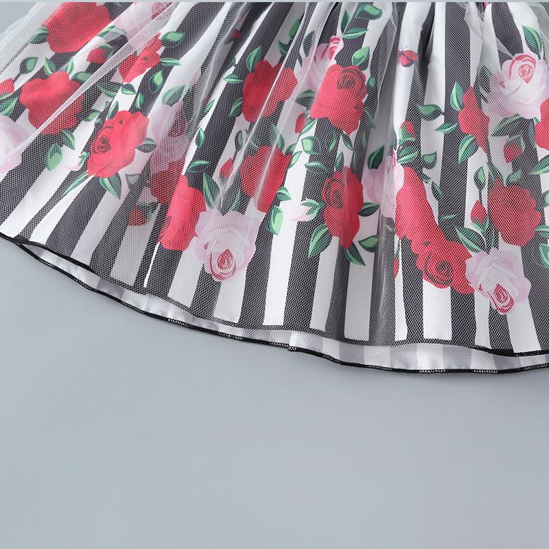 Girls Rose Striped Tulle Princess Skirt - PrettyKid