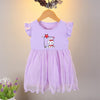 Toddler Girl Ruffle Sleeve Rabbit Mesh Hem Dress - PrettyKid