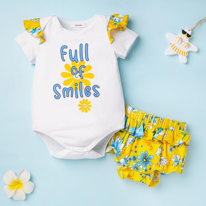 Baby Girl Floral Bodysuit & Super Shorts - PrettyKid