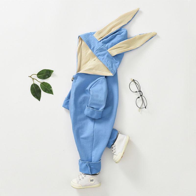 Long-Sleeve Solid 3D Design Rabbit Ear Jumpsuit - PrettyKid