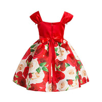 Elegant Floral Pleated Bow Knot Dress - PrettyKid