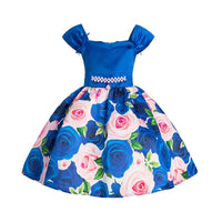 Elegant Floral Pleated Bow Knot Dress - PrettyKid