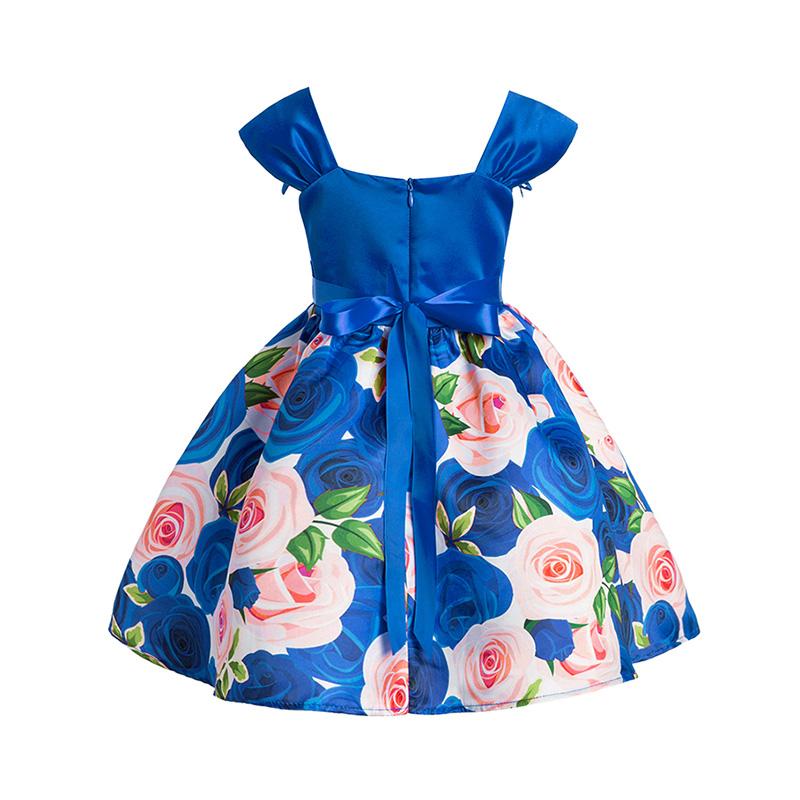 Elegant Floral Pleated Bow Knot Dress - PrettyKid