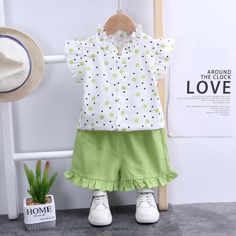 Grow Girl Dot Print Shirt & Solid Color Shorts - PrettyKid