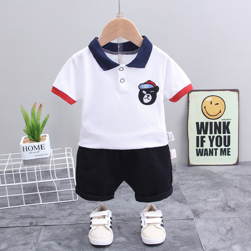 9months-4years Toddler Boy Sets Children's Clothing Solid Color Short-Sleeved Shorts Children Summer Two-Piece Set - PrettyKid