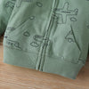 Baby Boys Green Cartoon Printed Coat Bodysuit Pants Set Wholesale Baby Clothes - PrettyKid