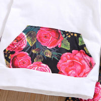 3-piece Floral Printed Hoodie & Pants & Headband for Baby Girl - PrettyKid