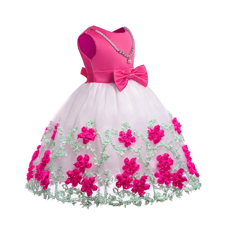 Elegant Floral Applique Sleeveless Tulle Party Dress - PrettyKid