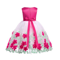 Elegant Floral Applique Sleeveless Tulle Party Dress - PrettyKid