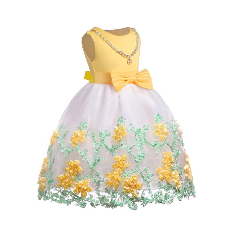 Elegant Floral Applique Sleeveless Tulle Party Dress - PrettyKid